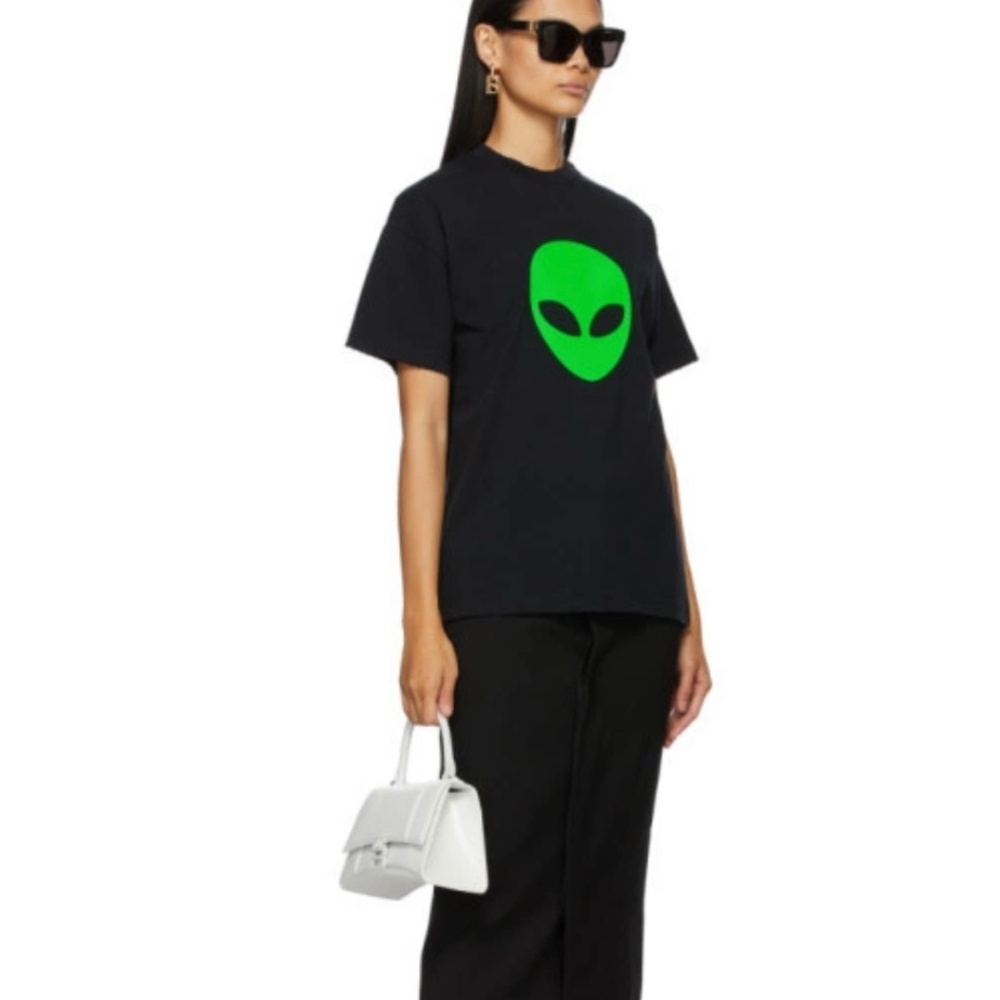 Authentic Balenciaga Alien Black Short Sleeve Shirt “HELLO…” Oversized XS NWOT